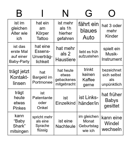 Find the Guest BINGO Card