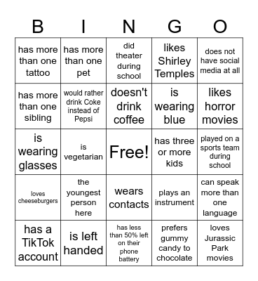 Find Someone Who Bingo Card