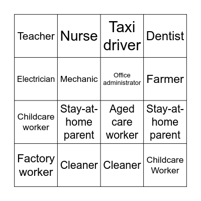 Jobs! Bingo Card