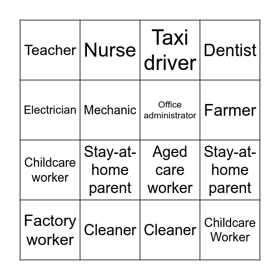 Jobs! Bingo Card