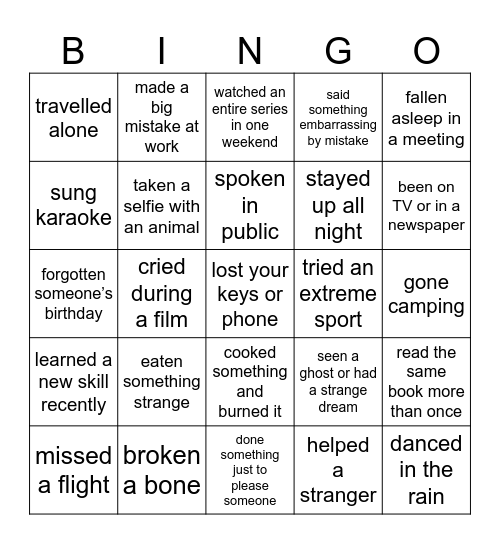 Have you (ever)... Bingo Card