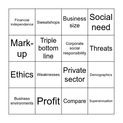 Business Management Bingo Card