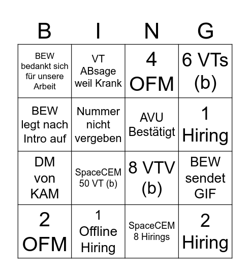 SpaceCEM Bingo Card