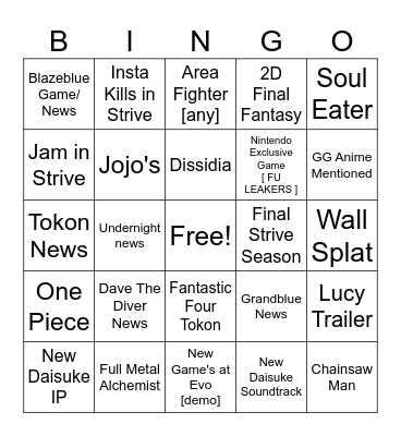 Random stuff that might be there Bingo Card