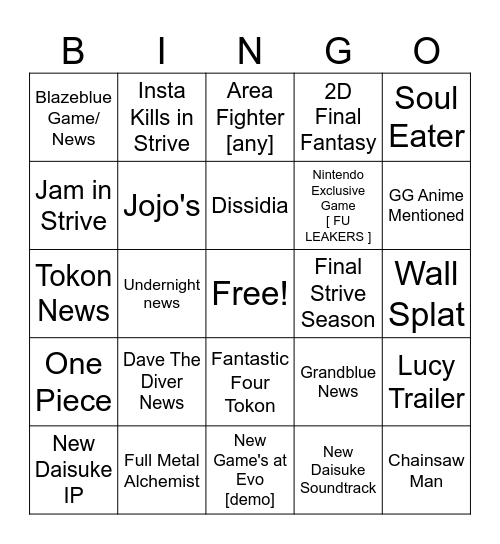 Random stuff that might be there Bingo Card