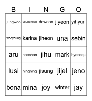 BINGO JIJELLLLLL Bingo Card