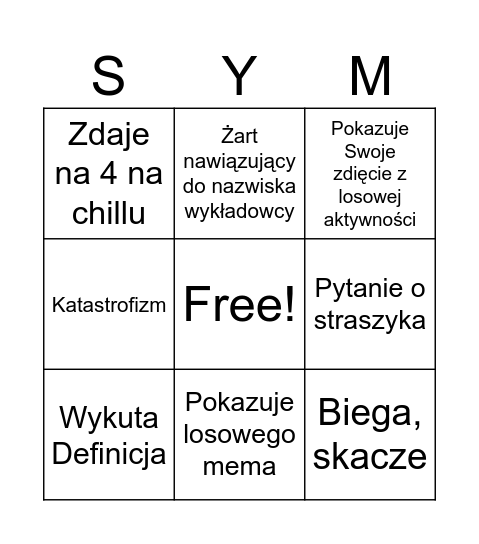 Szymon przed egzaminem Bingo Card
