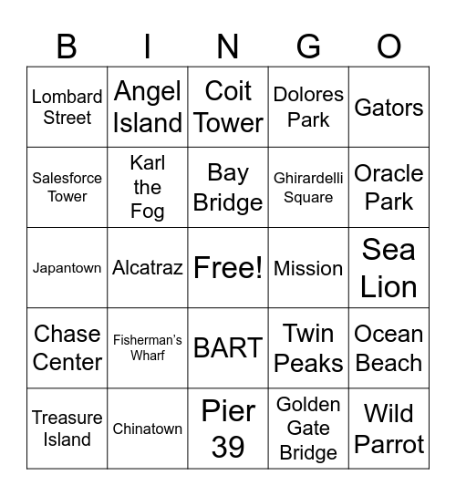 SF Bingo Card
