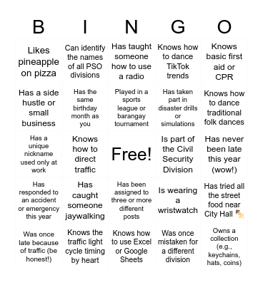 Find someone who... Bingo Card