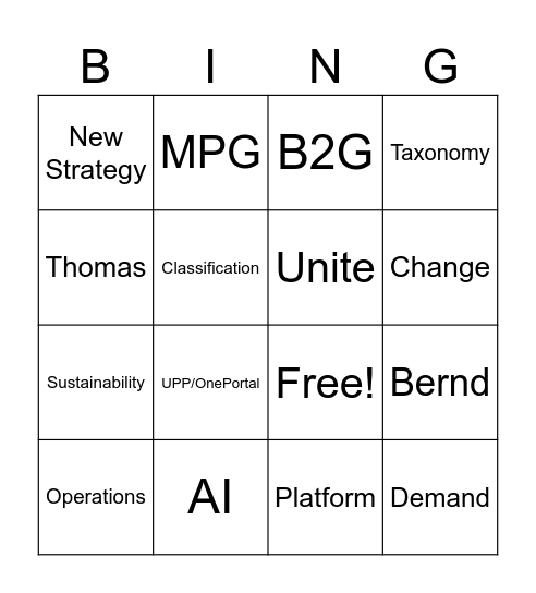 Unite Bingo Card