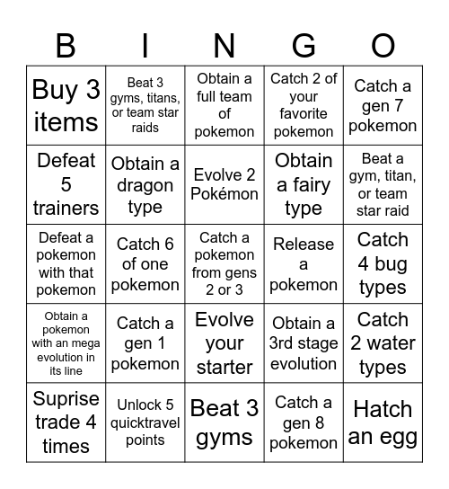Complete the most Bingo Card
