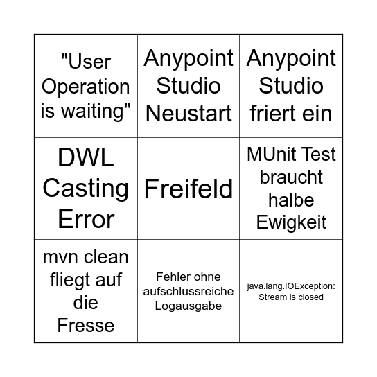Mulesoft Bullshit Bingo Card