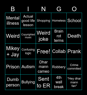 Dhar mann bingo Card