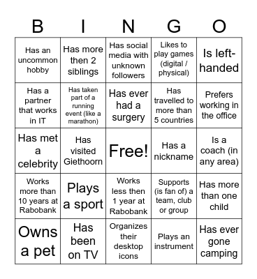 Common ground bingo PaRoT Bingo Card