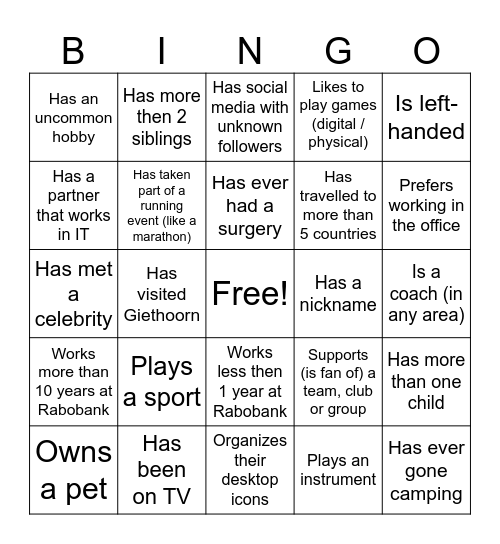 Common ground bingo PaRoT Bingo Card