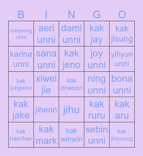Bingo milik Jiheon Bingo Card