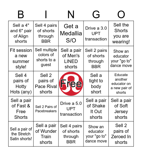 lululemon BINGO: SHORTS Bingo Card