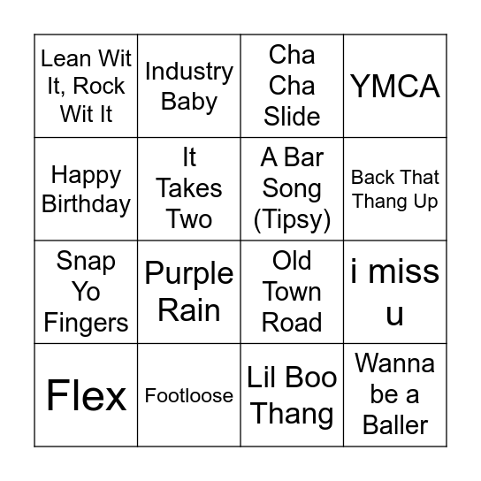 A Mix and Line Dances Bingo Card