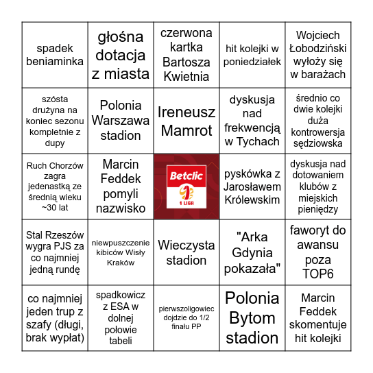 BETCLIC 1. LIGA 2025/26 Bingo Card