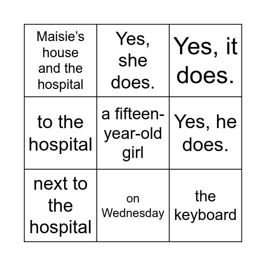 Bingo! Bingo Card