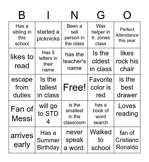 End Of The Year Bingo Card