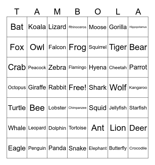 TVSE TAMBOLA Bingo Card