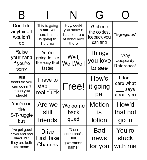 Nathan Bingo Card