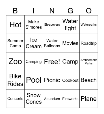 Summer Bingo Card