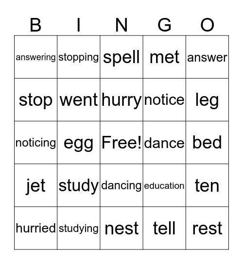 Week 13 Bingo Card
