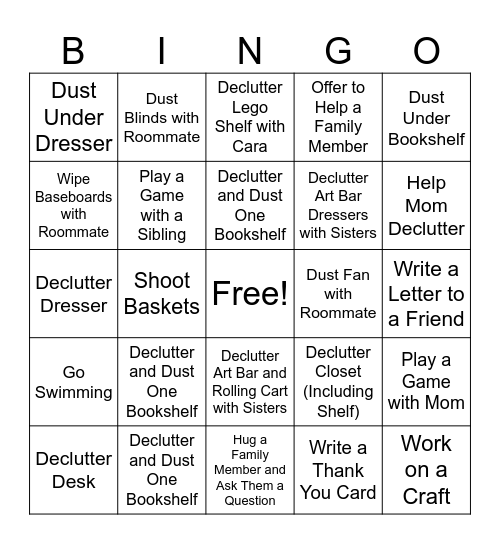 Cara Summer 2025 Bingo Card