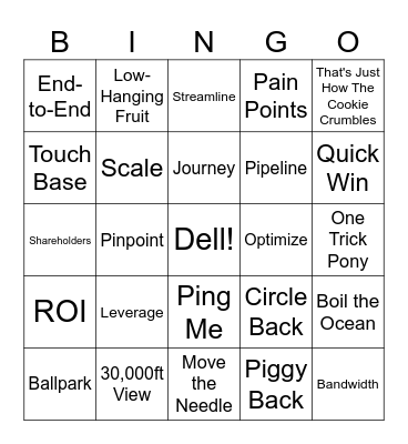 Corporate Lingo Bingo Card