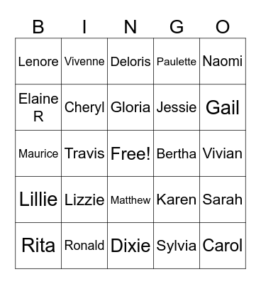 Asbury Park Senior Center Crew Bingo Card