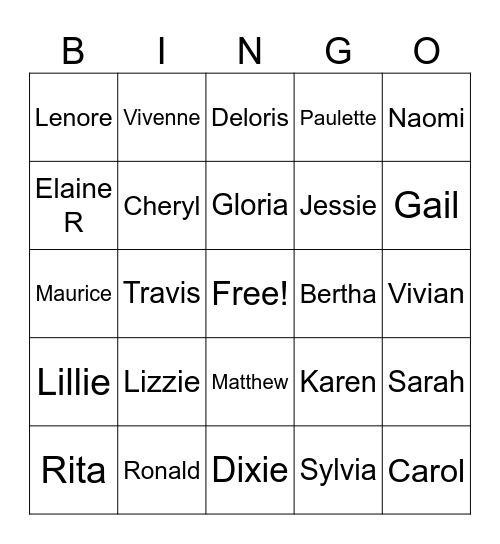 Asbury Park Senior Center Crew Bingo Card