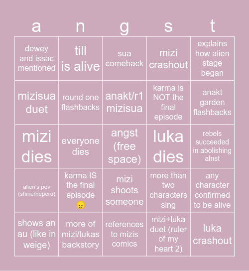 karmaーalnst bingo Card