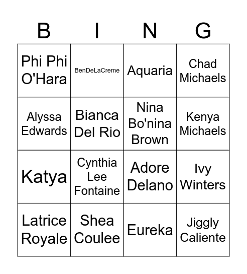 Drag Queen Bingo 2025 Bingo Card