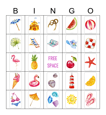 Beach Bingo Card