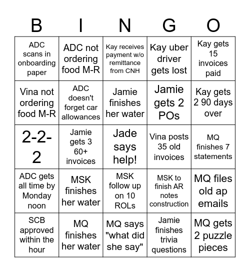 Accounting 6/30 Bingo Card