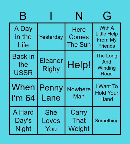 Beatles-Song-Bingo Card