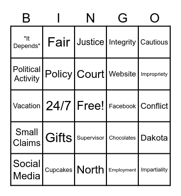 ETHICS BINGO Card