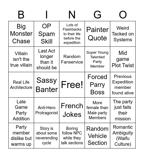 Expedition 33 predictions Bingo Card
