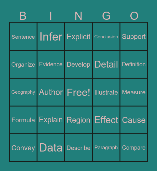 Emma Elementary Words Bingo Card