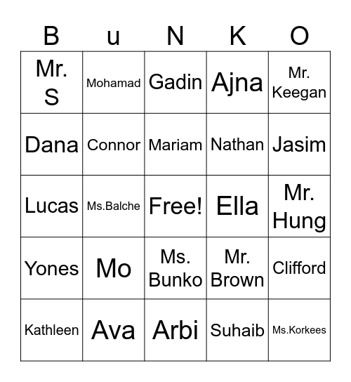 4 KB Bingo Card