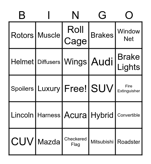 CARS Bingo Card