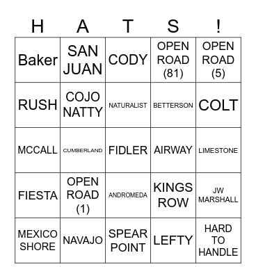 HAT! Bingo Card