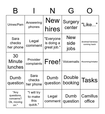 Meeting Bingo Card