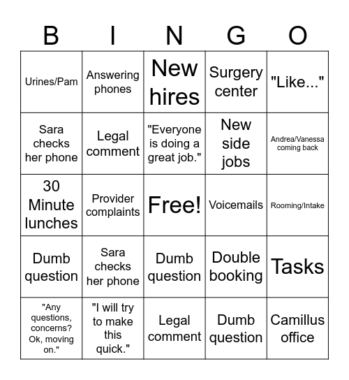 Meeting Bingo Card