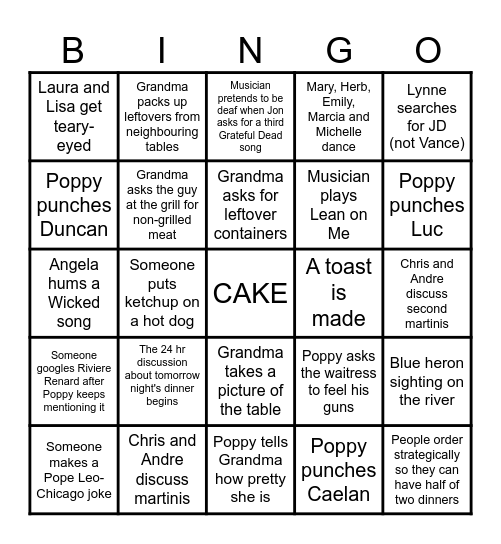 Rene's Birthday Bingo Card