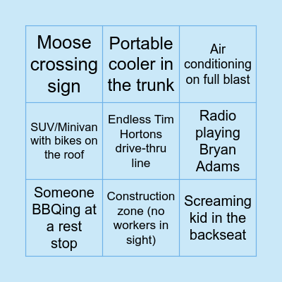 Summer Road Trip Bingo! Bingo Card