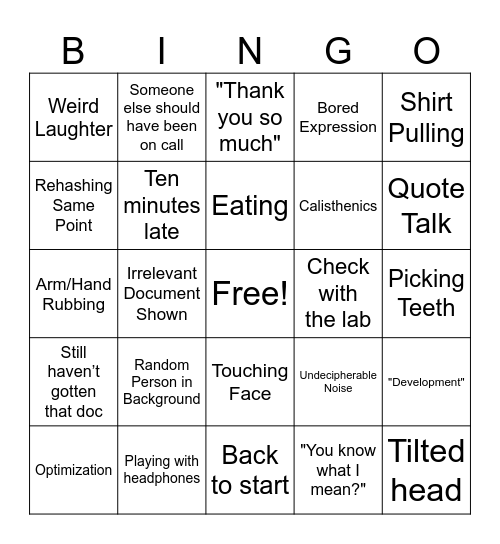 One last time... Bingo Card