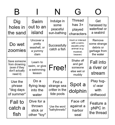 Beach Ball Bingo Card
